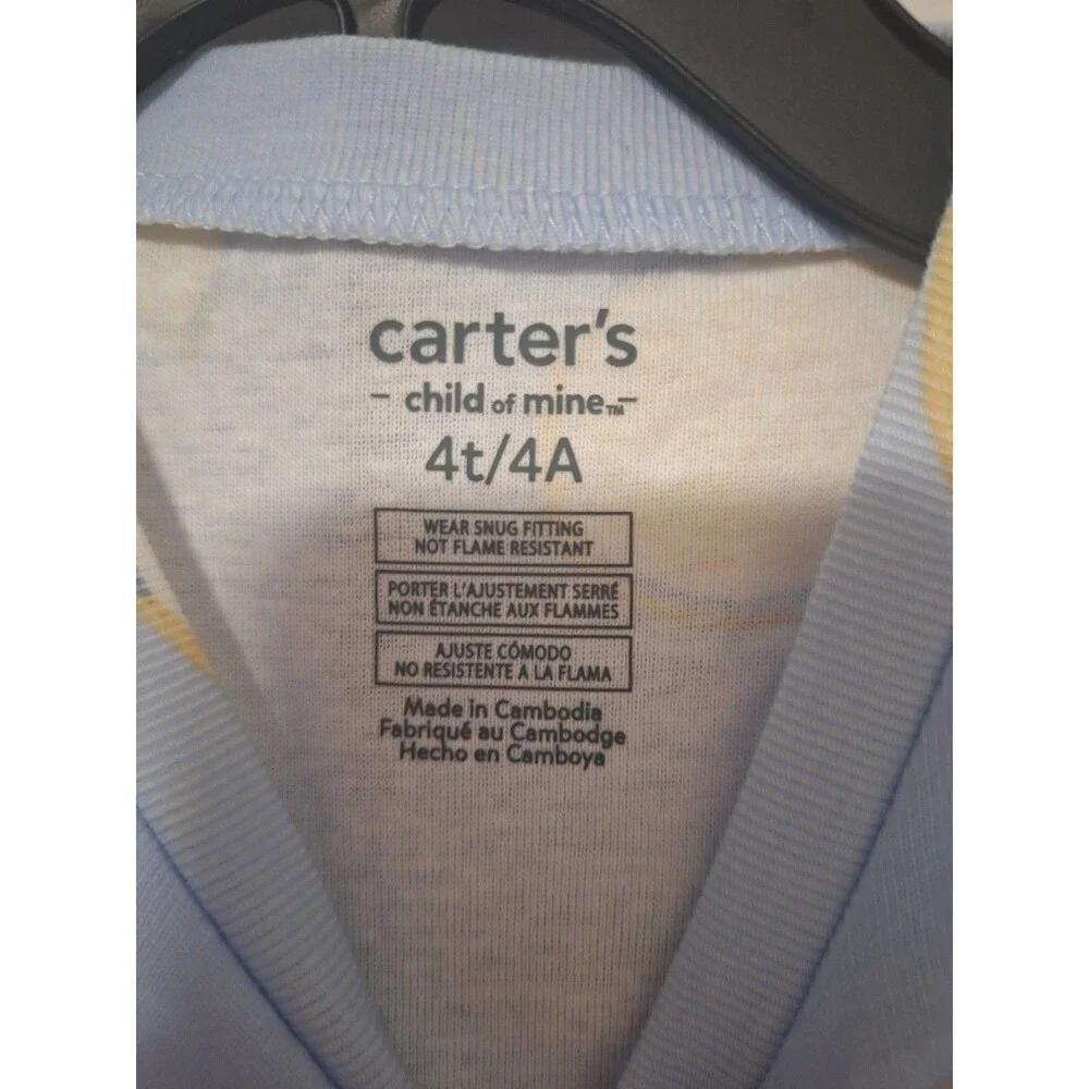 NWT Carters Child of Mine Toddler Girls Pajamas 4T 2 Piece Set Light Blue Lemon